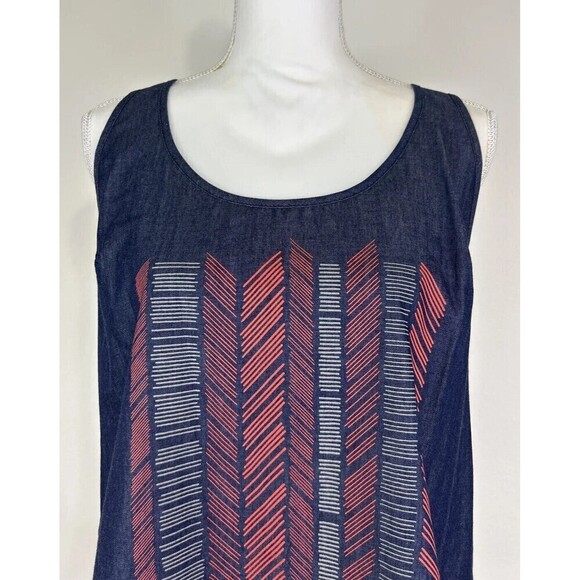 Make It Good Aztec Boho Print Navy Sleeveless Top/Tank Size Large - Picture 8 of 10